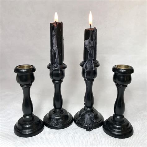 🔥 How gothic! 🔥 TWO sets of antique, hand-turned solid ebony candles available! . . . . # ...