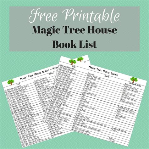 Magic Tree House Book List - FREE Printable