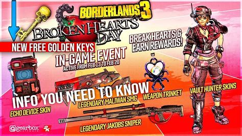 New Borderlands 3 Shift Codes Golden Keys | BROKEN HEARTS DAY Gaming ...