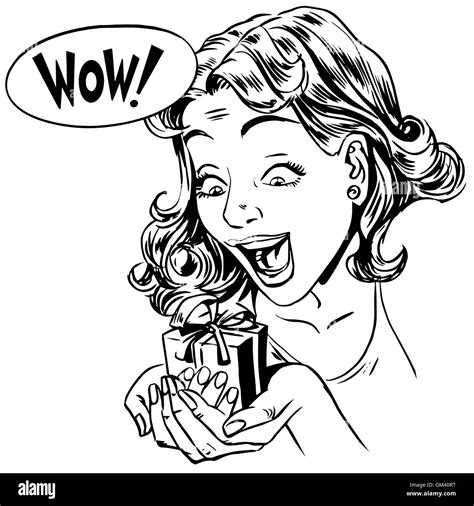 Wow gift girl reaction Stock Vector Image & Art - Alamy