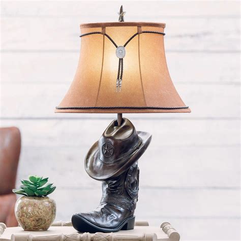 Rustic Lamps: Cowboy Hat & Boot Table Lamp #BedroomLamps | Horse lamp ...