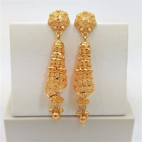 Genuine 22K Solid Yellow Gold Earrings Chandelier Dangler - Etsy India ...