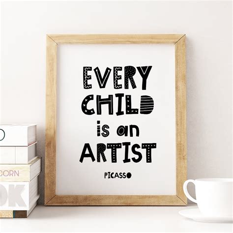 Every Child is an Artist Printable Art Picasso Quote | Etsy