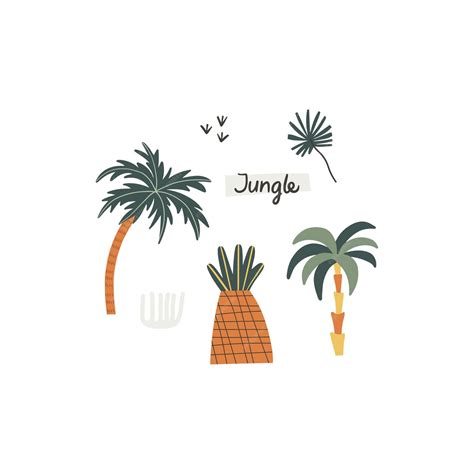 Premium Vector | Set of vector jungle tropical plants drawing in handdrawn style vector ...