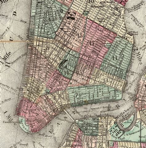 Map of New York City Lower Manhattan 1850. Vintage - Etsy