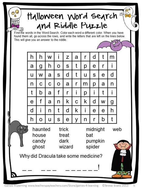 Halloween Literacy Freebies | Halloween word search, Halloween literacy ...