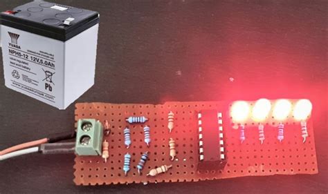 Simple Battery Level Indicator Circuit using Op-amp