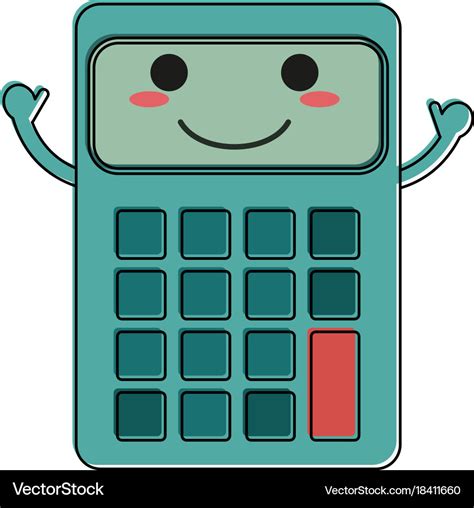 Calculator happy cartoon character icon image Vector Image