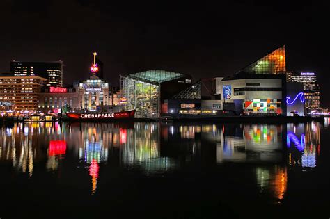 Baltimore Inner Harbor at night | Shown from left to right i… | Flickr