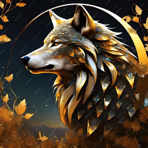 Premium AI Image | Wolf golden concept art