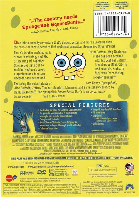 The SpongeBob SquarePants Movie (DVD) - Encyclopedia SpongeBobia - The ...