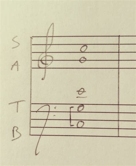 Lilypond: How do I insert a bracket in a chord of whole notes in a vocal score to indicate which ...