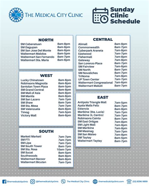 Clinic Schedule - The Medical City Clinic