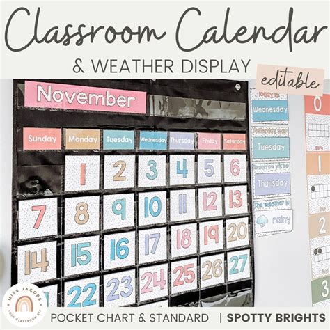 Classroom Calendar and Weather Display SPOTTY BRIGHTS Editable - Etsy