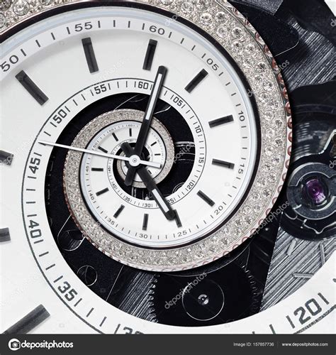 Futuristic modern strass diamond white clock watch abstract fractal ...