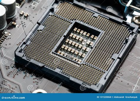 Macro CPU Socket.CPU Socket the Main Components of a Computer Stock ...