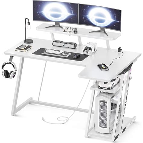 Buy MOTPK Gaming Desk L Shaped, Small Corner Desk with Storage Shelf ...