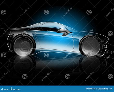 Blue Sports Car Sketch stock illustration. Illustration of draw - 9859136