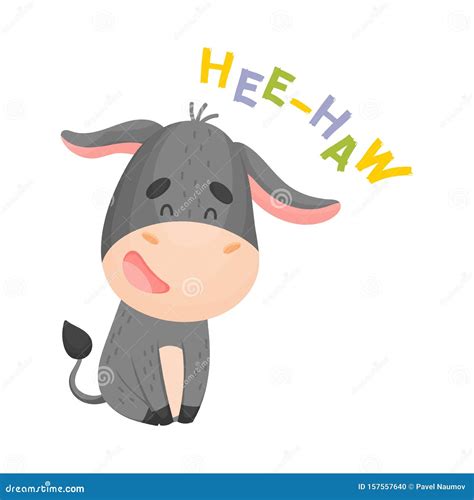 Cartoon Gray Donkey. Vector Illustration on a White Background. Stock Vector - Illustration of ...