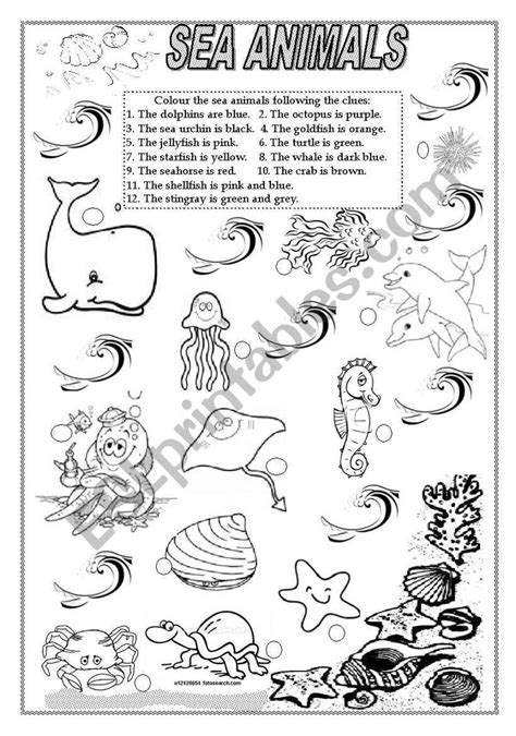 Sea animals - ESL worksheet by Catalina Sorina | Animal worksheets, Sea ...