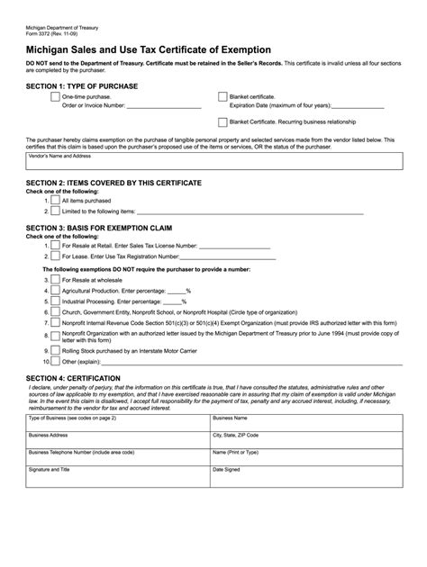 Mi Tax Exempt Form 2023 - Printable Forms Free Online