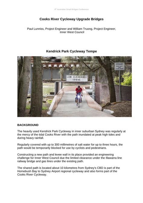 (PDF) Cooks River Cycleway Upgrade Bridges · Cooks River Cycleway ...