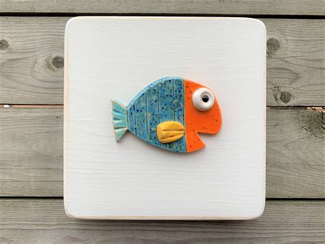 Funky Fish Tile Fish Tile Ceramic Fish Framed Ceramic Fish | Etsy