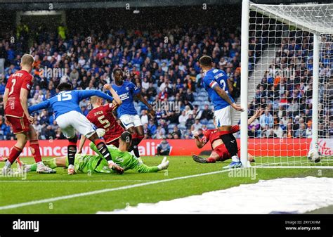 Rangers’ Abdallah Sima scores his sides first goal during the cinch ...