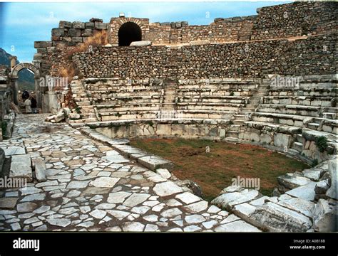 Ancient ruins of the amphitheater at Ephesus Turkey Stock Photo - Alamy