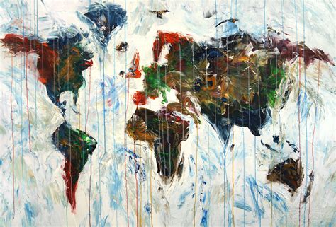 World Map artwork - large abstract painting art for sale