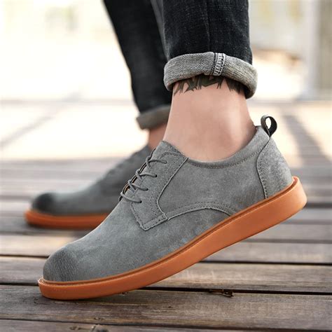 suede Leather Casual Shoes Men Loafers oxfords Men Shoes Breathable Outdoor Shoes lace up ...