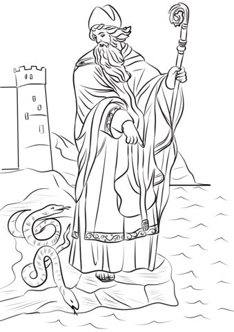 St. Patrick Driving Snakes out of Ireland coloring page | Free ...