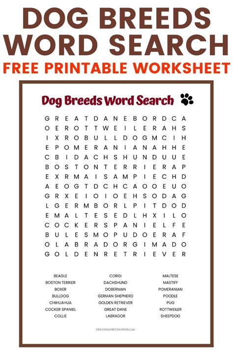 Dog Breeds Word Search {Free Printable!}