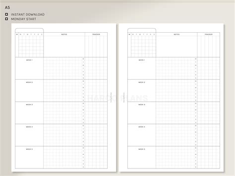 Monthly Planner A5 Printable Inserts Monthly Organizer | Etsy