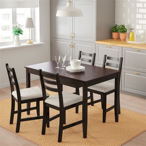 LERHAMN Mesa con 4 sillas, negro-marrón, Vittaryd beige - IKEA