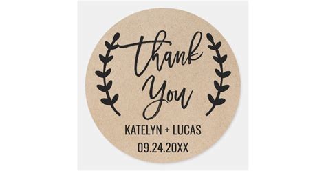 Rustic Chic Thank You Wedding Favor Stickers | Zazzle