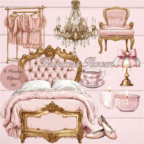 Princess Room pink Princess Care Royal Gold Bedroom Clipart - Etsy