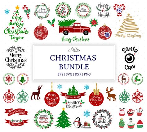 Christmas Svg Cut Files Bundle for Cricut and Silhouette