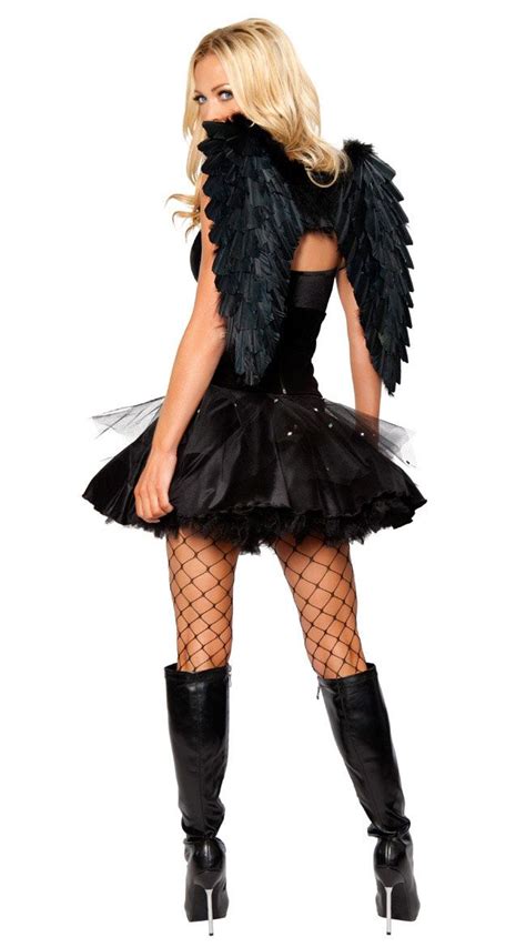 Sexy Dark Angel Costume with Feather Wings | Halloween Costume