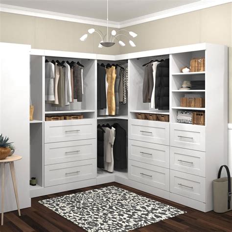 Pur by Bestar Optimum Corner Walk-In Closet Organizer Set (White) | Diseño de armario para ...