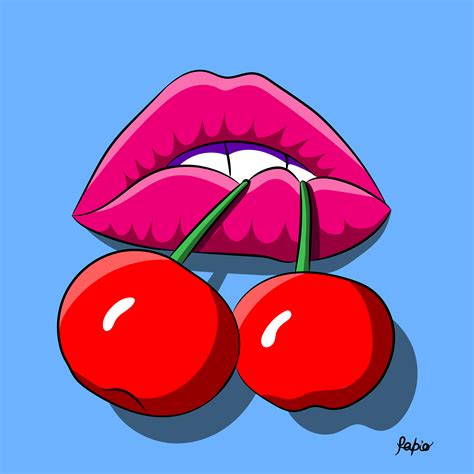 “lips&cherries“ | Pop art drawing, Pop art lips, Cool art drawings