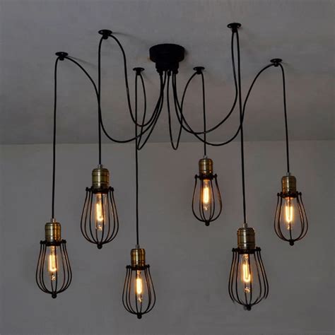 Modern Industrial Pendant Light Black Iron Vintage Cage home Ceiling ...