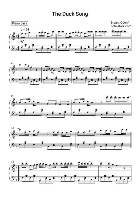 Bryant Oden - The Duck Song sheet music for piano download | Piano.Easy ...