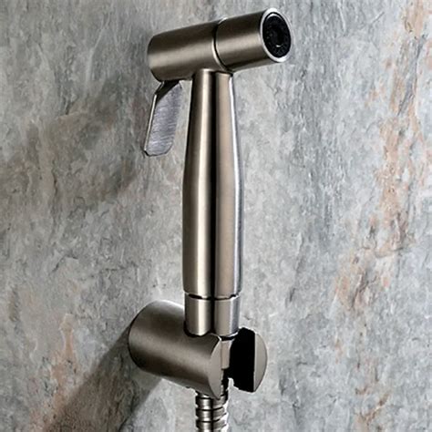 Handheld Bidet Spray Shower Set Toilet Shattaf Sprayer Douche kit Bidet Faucet,Brushed Nickel ...