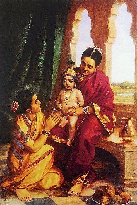 Yashoda with Krishna - Ravi Varma Reprint | Ravivarma paintings, Raja ...