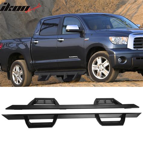 2007-2018 Toyota Tundra Crew Max Ikon V2 Style Steel Running Boards Black Side Step Nerf Bars ...