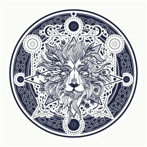 Medieval lion tattoo and t-shirt design. Ornamental Tattoo Lion - Stock Image - Everypixel