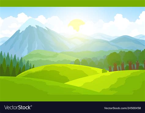 Summer mountain landscape green valley Royalty Free Vector