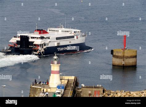 A Seacat belonging to the Steampacket Company leaving Douglas on the ...