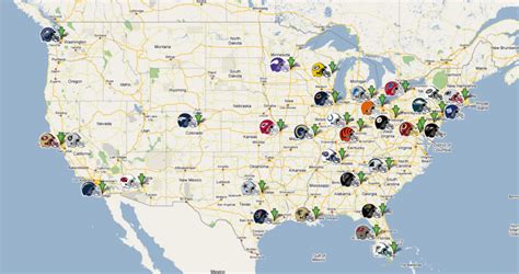 Nfl Teams Map Interactive Map Showing The Stadium Locations For All ...